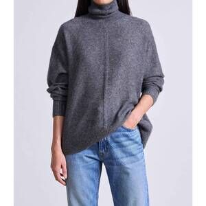 NEW APIECE APART softest tissue weight turtleneck top in charcoal